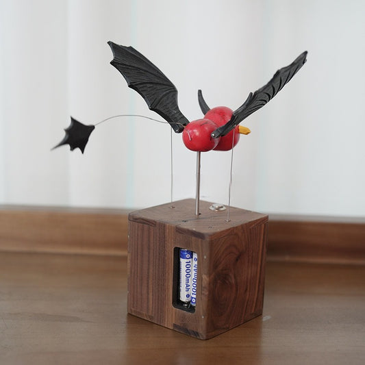 MeanfunLover Handcrafted Wooden Bat Automaton
