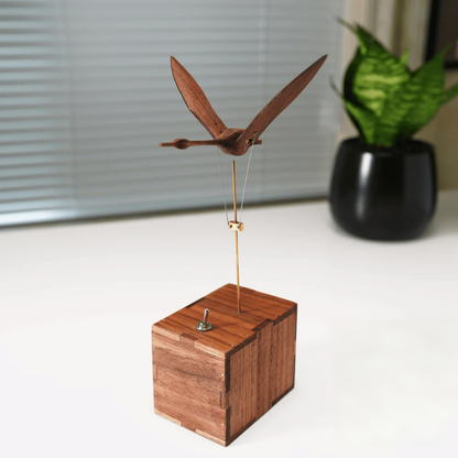 MeanfunLover Handcrafted Walnut Swan Automaton Original Handmade Wood Carving Vintage Art Ornament Living Room Desktop Decoration Home Interior Decor