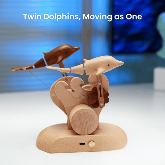 MeanfunLover Handcrafted Wooden Dolphin Automaton