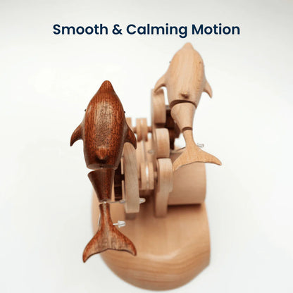 MeanfunLover Handcrafted Wooden Dolphin Automaton Original Handmade Wood Carving Vintage Art Ornament Living Room Desktop Decoration Home Interior Decor