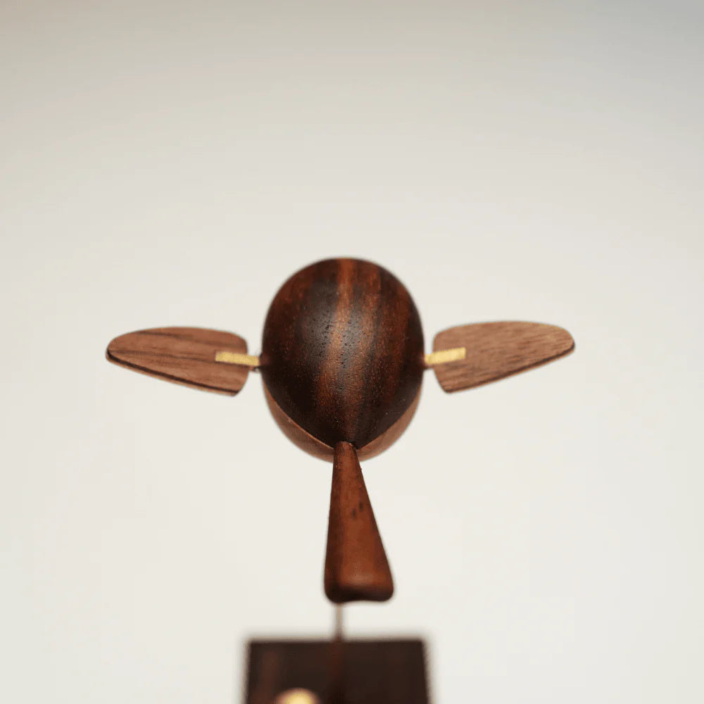 MeanfunLover Handcrafted Walnut Bird Automaton Original Handmade Wood Carving Vintage Art Ornament Living Room Desktop Decoration Home Interior Decor