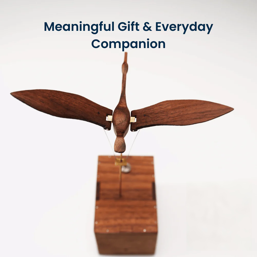 MeanfunLover Handcrafted Walnut Swan Automaton Original Handmade Wood Carving Vintage Art Ornament Living Room Desktop Decoration Home Interior Decor