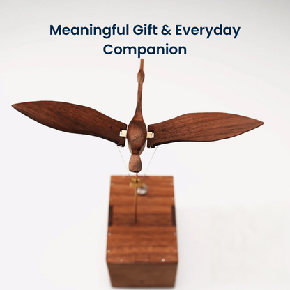 MeanfunLover Handcrafted Walnut Swan Automaton Original Handmade Wood Carving Vintage Art Ornament Living Room Desktop Decoration Home Interior Decor