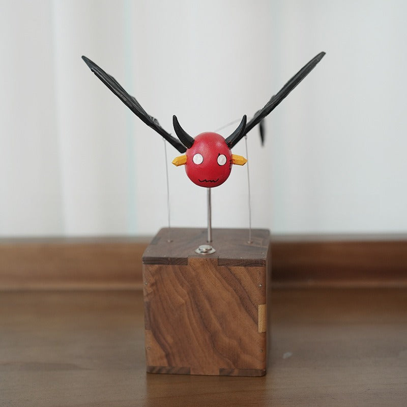 MeanfunLover Handcrafted Wooden Bat Automaton Original Handmade Wood Carving Vintage Art Ornament Living Room Desktop Decoration Home Interior Decor