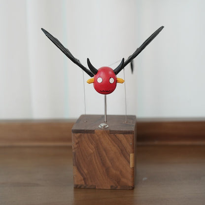 MeanfunLover Handcrafted Wooden Bat Automaton Original Handmade Wood Carving Vintage Art Ornament Living Room Desktop Decoration Home Interior Decor