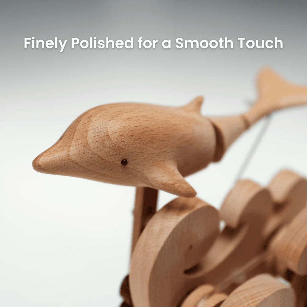 MeanfunLover Handcrafted Wooden Dolphin Automaton Original Handmade Wood Carving Vintage Art Ornament Living Room Desktop Decoration Home Interior Decor
