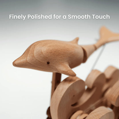 MeanfunLover Handcrafted Wooden Dolphin Automaton Original Handmade Wood Carving Vintage Art Ornament Living Room Desktop Decoration Home Interior Decor