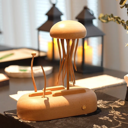 MeanfunLover Handcrafted Wooden Jellyfish Automaton(Big) Original Handmade Wood Carving Vintage Art Ornament Living Room Desktop Decoration Home Interior Decor