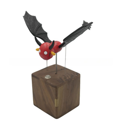 MeanfunLover Handcrafted Wooden Bat Automaton Original Handmade Wood Carving Vintage Art Ornament Living Room Desktop Decoration Home Interior Decor