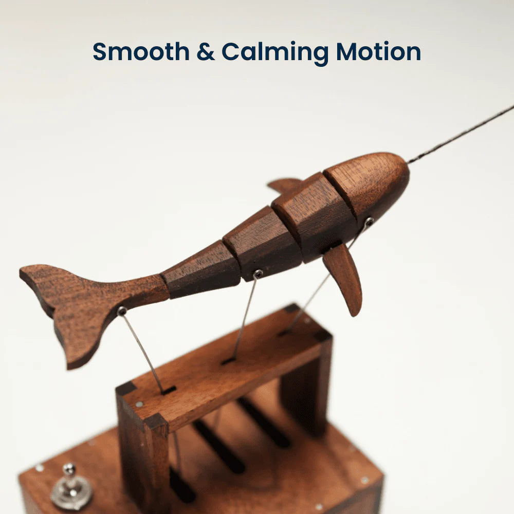 MeanfunLover Handcrafted Walnut Whale Automaton Original Handmade Wood Carving Vintage Art Ornament Living Room Desktop Decoration Home Interior Decor