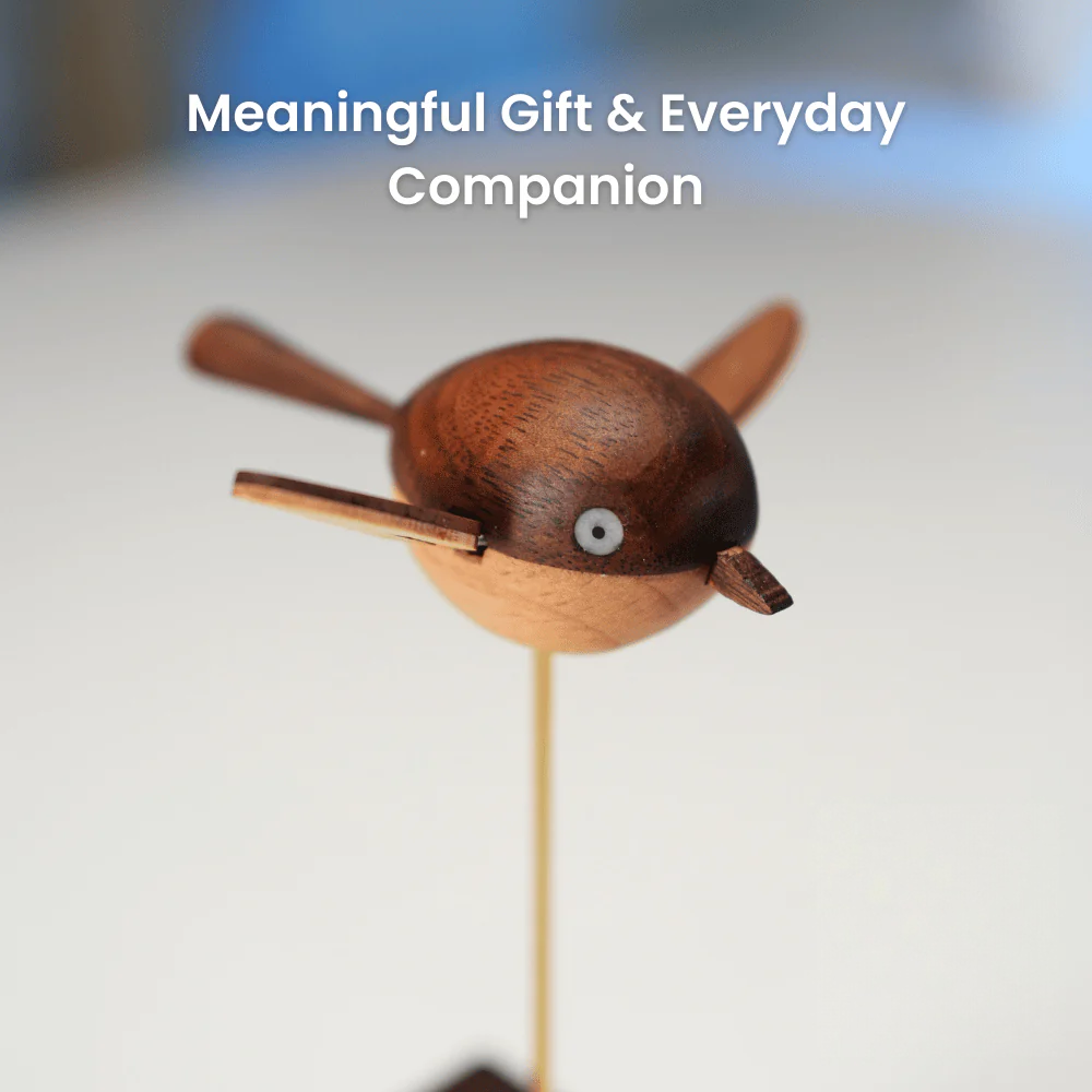MeanfunLover Handcrafted Walnut Bird Automaton Original Handmade Wood Carving Vintage Art Ornament Living Room Desktop Decoration Home Interior Decor