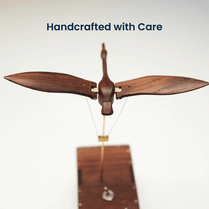 MeanfunLover Handcrafted Walnut Swan Automaton Original Handmade Wood Carving Vintage Art Ornament Living Room Desktop Decoration Home Interior Decor