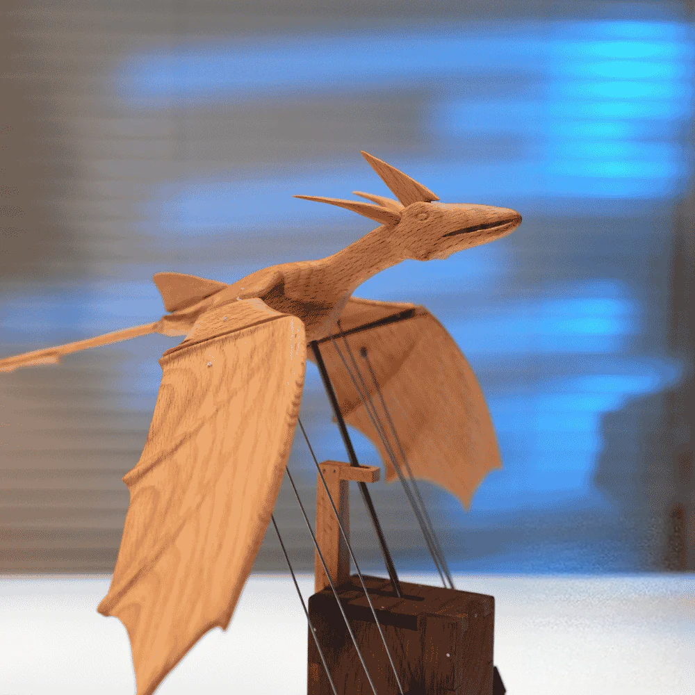 MeanfunLover Handcrafted Wooden Ocean Dragon Automaton