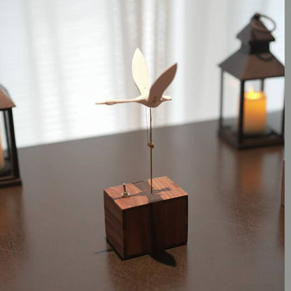 MeanfunLover Handcrafted Walnut Swan Automaton Original Handmade Wood Carving Vintage Art Ornament Living Room Desktop Decoration Home Interior Decor