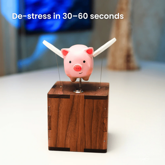 MeanfunLover Handcrafted Wooden Angel Pig Automaton