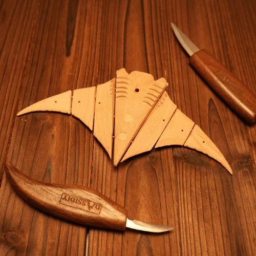 MeanfunLover Handcrafted Wooden Manta Ray Automaton Original Handmade Wood Carving Vintage Art Ornament Living Room Desktop Decoration