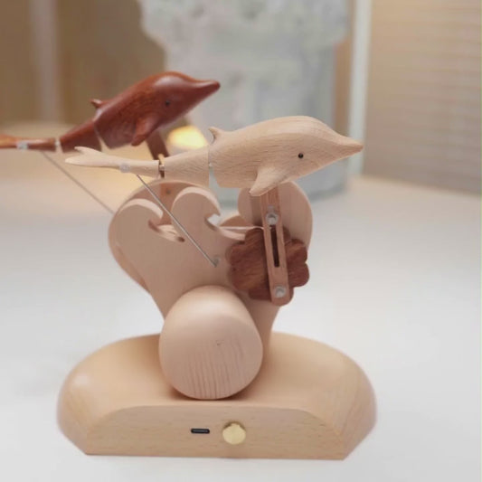 MeanfunLover Handcrafted Wooden Dolphin Automaton