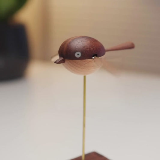 MeanfunLover Handcrafted Walnut Bird Automaton