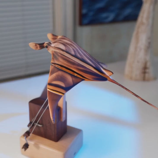 MeanfunLover Handcrafted Wooden Manta Ray Automaton